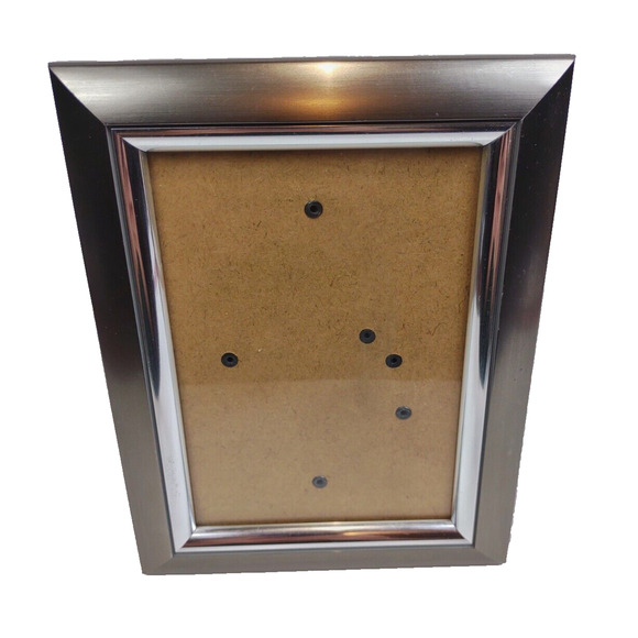 Satin Silver Toned Beveled Chrome Picture Frame 5x7 Photo Frame w Stand or Hang - Picture 4 of 11